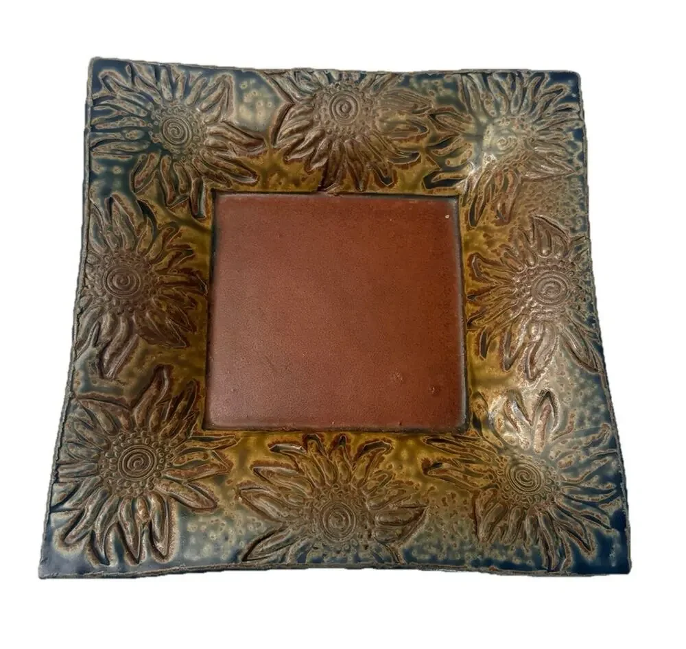 Studio Pottery by Gloria Sanger, Square Tray Appetizer Serving Dish 10”